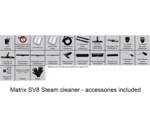 Matrix SV8 Steam Cleaner accessories included