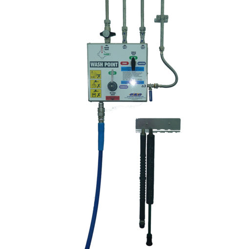 Washpoint foam sanitising unit with compressed air supply
