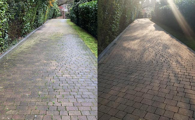 block paving before and after pressure washing